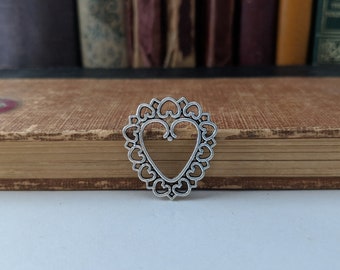 Scroll Heart Silver-Tone Charm Heart Pendant by JewelsCharmsMore Quantity Bulk Discounts
