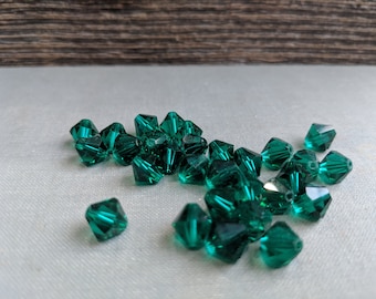 Swarovski (8mm) Emerald Bicone beads dark green 25 Pieces jewelry making, couture embellishments Craft or Jewelry by JewelsCharmsMore