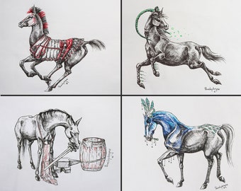 Custom personalized horse illustrations