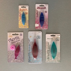 Tatting Shuttles Made by Handy Hands 3.25-4.00/ea Styles are Sunlit, Moonlit, Aerlit and Starlit with and without Pick