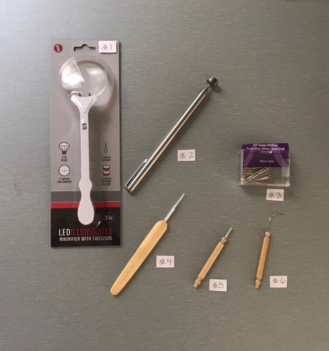Bobbin Lace Tools 6.50 Each Lighted Magnifier With Tweezers Etsy