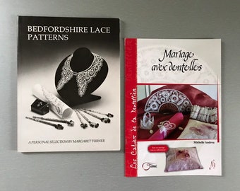 Bobbin Lace Book and booklet 16.50 - 22.50 - OOP Bedfordshire Lace Patterns by Margaret Turner or Mariage avec denteles by Michelle Andreu