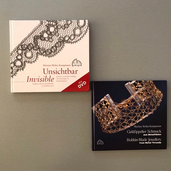 Bobbin Lace Books by Martina Wolter-Kampmann - Invisible includes a DVD 79.50 & Bobbin-Made Jewellery from Metal Thread 49.50