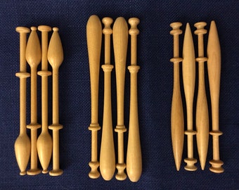 Bobbin Lace Bobbins by the Dozen 18.50 -19.50 per dozen- Mechlin/Dutch/11 mm Bobbins , Bayeux Bobbins or Small or Medium Swiss Bobbins