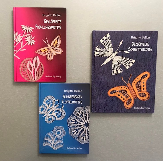 German Bobbin Lace Books Brigitte Bellon Out Of Print Geklöppelte Frühlingsmotive Schneeberger Klöppelmotive Geklöppelte Schmetterlinge