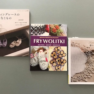 Tatting Books -Jewelry Patterns -  Sumie Tatting no. 3344 at 29.00, Frywolitki in Polish at 29.50 and Japanese Tatting Lace at 32.00