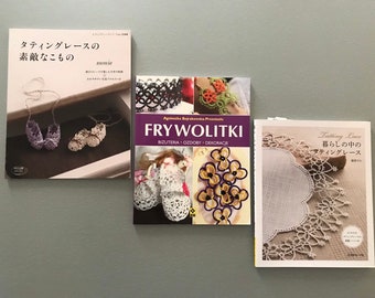 Tatting Books -Jewelry Patterns -  Sumie Tatting no. 3344 at 29.00, Frywolitki in Polish at 29.50 and Japanese Tatting Lace at 32.00