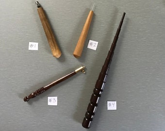 Bobbin Lace Tools - Persimmon pin vise, Tasmania Callitris pricker, Rosewood needle holder for Tambour or Hedebo/Battenberg Lace gauge