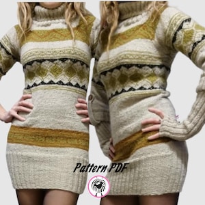 Nordic Yoke Sweater Knitting Pattern PDF – Fair Isle Jumper Pattern, Colorwork Pullover, Instant Digital Download, Size M (Adjustable)