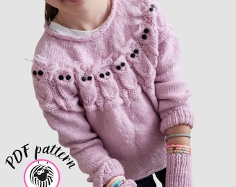 Owl Sweater Knitting Pattern | Child & Adult Sizes | Easy Top-Down Jumper PDF