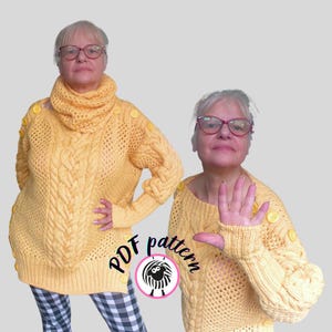 Chunky Cable Jumper Knitting Pattern PDF, Boat Neck Sweater Tutorial, Beginner-Friendly Pullover DIY