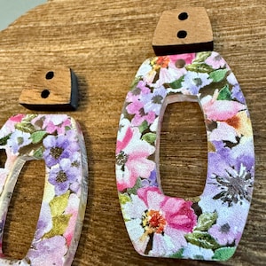 Floral Acrylic and Wood Earring Blanks, Pink & Purple Jewelry Supplies for DIY and Wholesale Earring Making