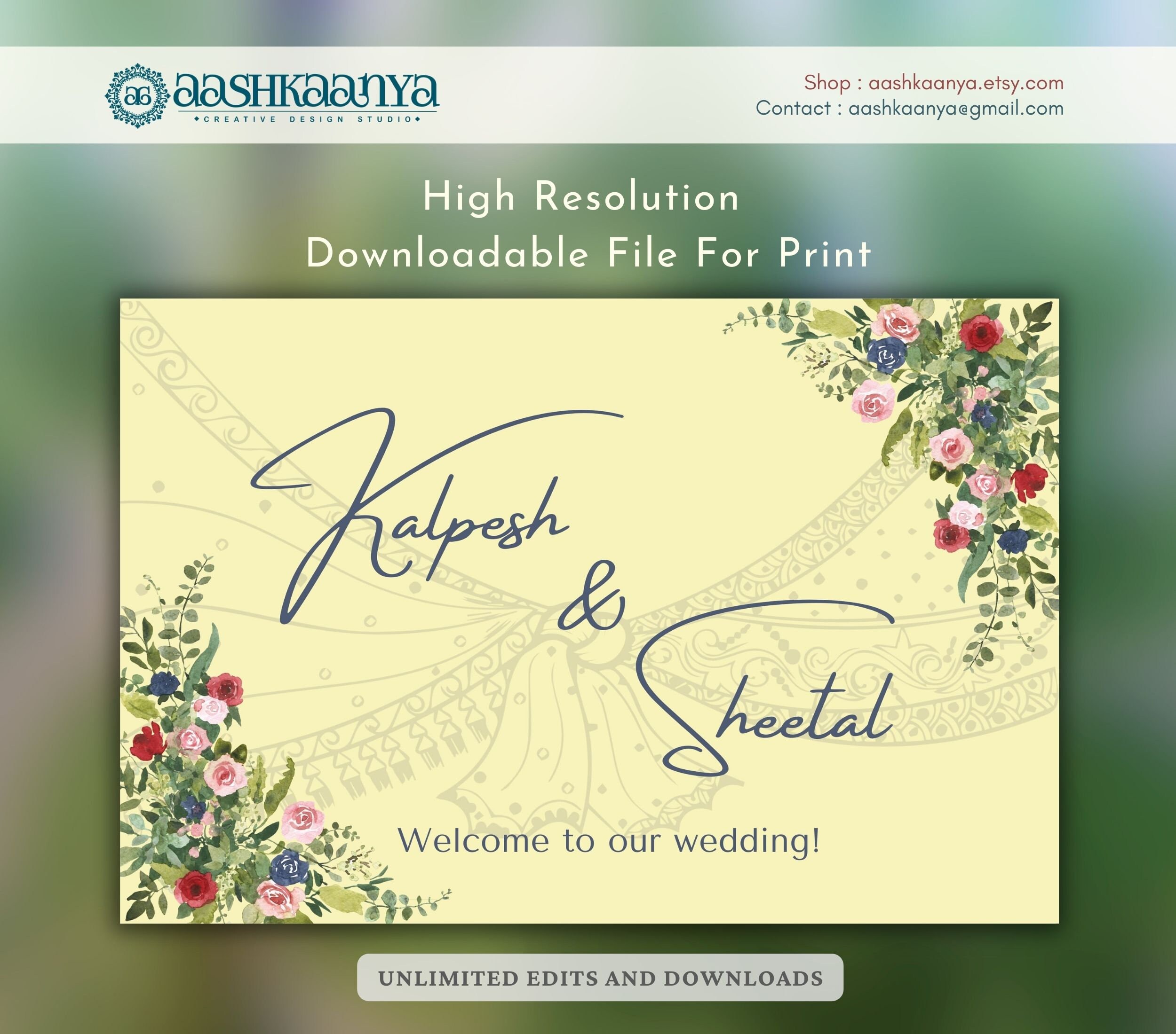 Indian Wedding Welcome Sign Template, Editable Canva (digital Download ...