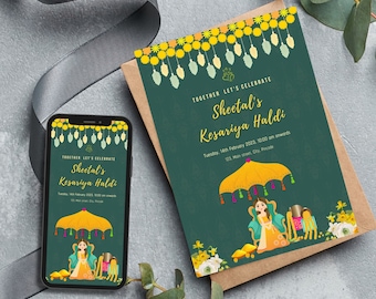 Indian Haldi Invitation | Digital Wedding Invite (DIY Canva)