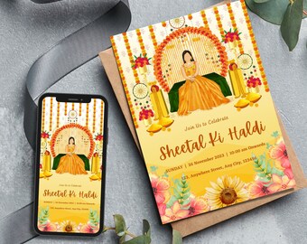 Indian Haldi Invitation | DIY Wedding Digital Invite (PDF)