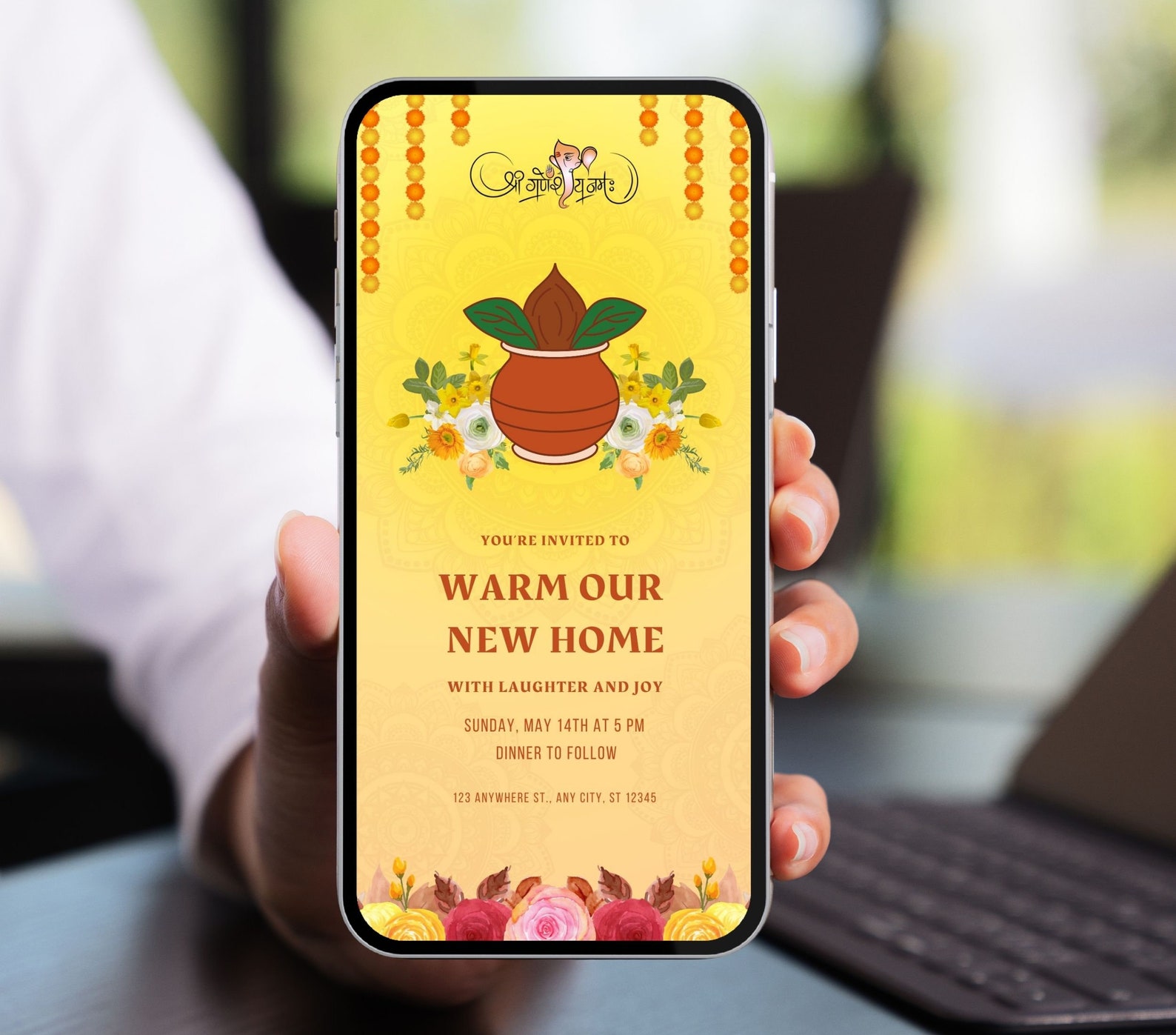 Editable Kalash Housewarming Invitation | Indian Gruhpravesh Template ...