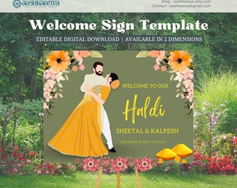 Haldi Welcome Sign Template | Indian Wedding Decor (Digital Download)