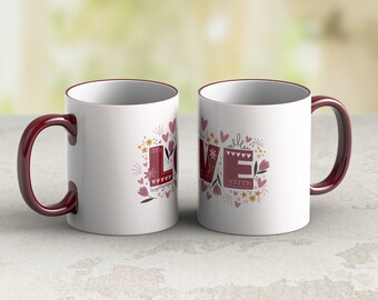 Valentinstag Kaffeebecher Wrap PNG, Liebe Becher Design (digitaler Download)