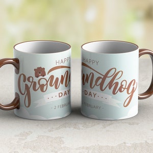 11 oz and 15 oz Coffee mug template Groundhog Day wrap PNG sublimate designs