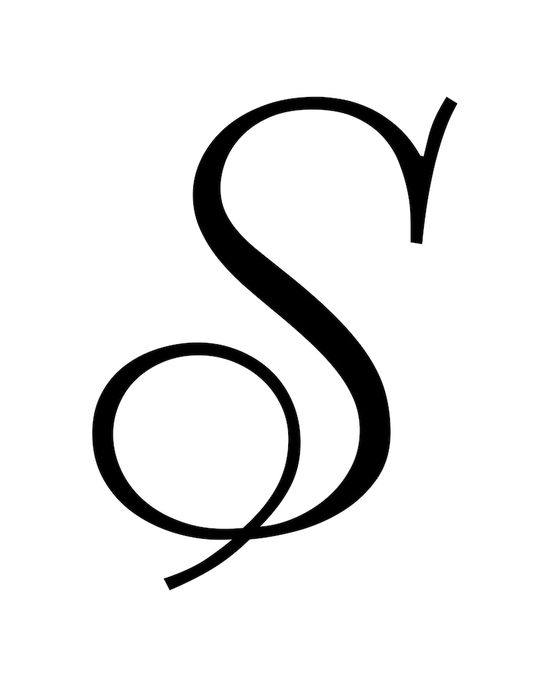 cursive letter s print initial print custom letter etsy