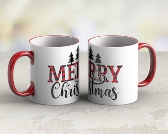 Weihnachtsbecher-Verpackungsvorlage, kariertes Design (PNG Digital Download)