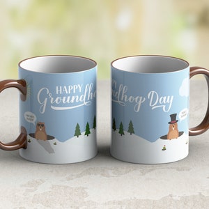 11 oz and 15 oz Coffee mug template Groundhog Day wrap PNG sublimate designs