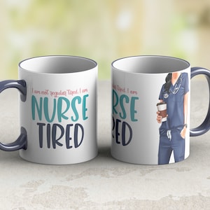 11 oz and 15 oz Coffee mug template Nurse Tired mug wrap PNG sublimate designs