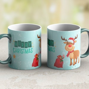 11 oz and 15 oz Coffee mug template Christmas mug wrap PNG sublimate designs