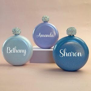 Personalized Flask: Rhinestone Lid, Bridesmaid Proposal Gift