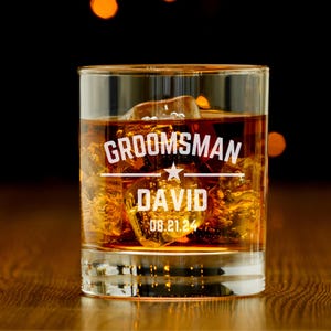 Benutzerdefinierte Whiskyglas für Trauzeugen Vorschlag Box personalisiertes Whiskyglas geätztes Rocks Glas bester Mann Vorschlag graviertes Bourbonglas Geschenk
