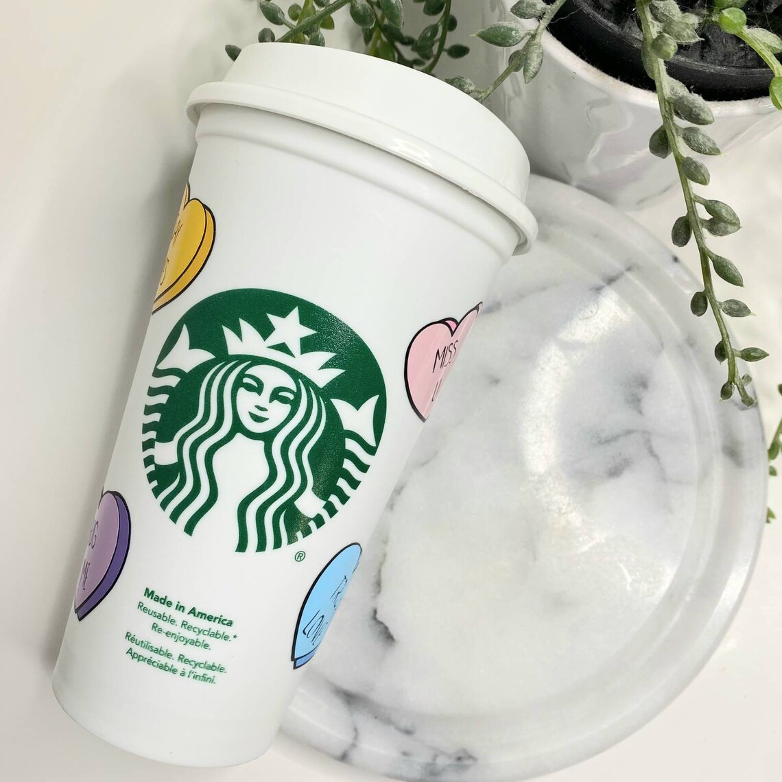 Purple Starbucks Hot Cup with color changing lips Etsy