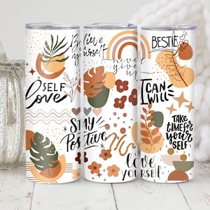 Boho Self Love Isolierte Becher Geschenk für Freund, Positive Mindset Erinnerung Tasse, motivierende Wasserflasche mit Deckel und Stroh