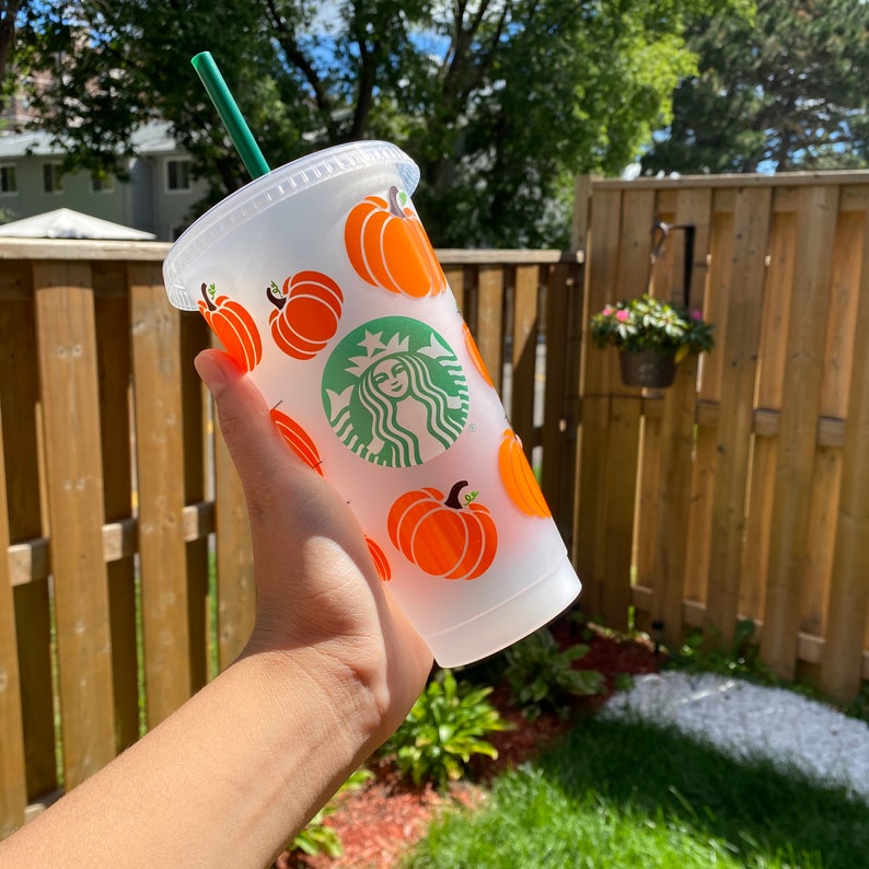 Pumpkin Starbucks cold cup Halloween Starbucks Cup Etsy