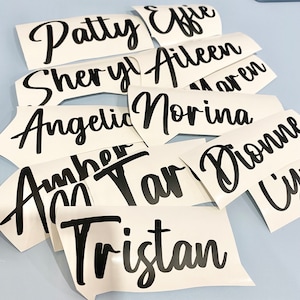 adesivo in vinile con nome per bottiglia d&#39;acqua, scritta in vinile con nome personalizzato per scatola regalo damigella d&#39;onore, decalcomania monogramma, bicchiere fai da te, personalizzabile