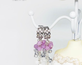 Zircon DESIGN special handmade purple, white and chrystal earrings