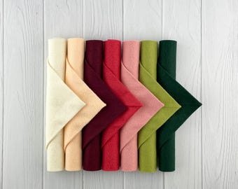 Wool Blend Felt Curated Bundle Holly Berries Palette 9x12 or 12x18
