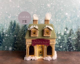 A Dickens' Village: The Book Shoppe Craft Kit / Felt Christmas Village / Christmas Village Display