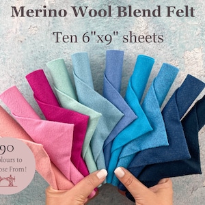 10 Wool Blend Felt Sheets / Choose Your Own Colours Merino Wool Blend 6x9 Sheets / High Quality Merino Wool Blend Felt