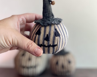 Handmade Halloween Primitive Pumpkin Jack-o-Lanterns