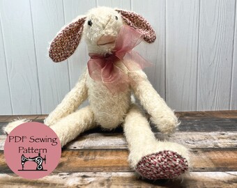 Sweet Rosie / Stuffed Bunny Pattern / PDF Sewing Pattern DIY Ball Jointed Plush Rabbit