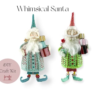 Christmas Embroidery Whimsical Santa Adult Craft Kit / Ornament Sewing PDF Pattern / Hand Sewing and Embroidery Tutorial