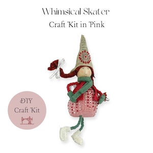 Christmas Embroidery Whimsical Skater Adult Craft Kit / Ornament Sewing PDF Pattern / Hand Sewing and Embroidery Tutorial