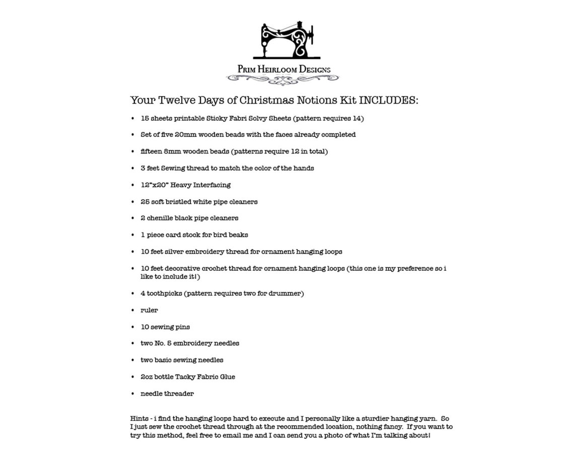 Twelve Days of Christmas Ornament Supply Kit / DIY Felt Etsy