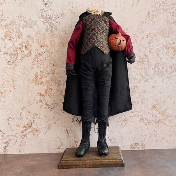 The Headless Horseman with a Pumpkin; a Handmade Halloween Figure No. 004