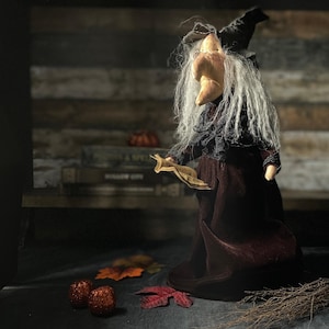 Handmade Halloween Harriet Witch Doll Fall Home Decor / Autumn Folk Art Handmade OOAK Fabric Doll / One of a Kind Handmade Witch