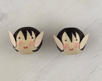 Completed Heads / MmmCrafts Little Elves Twas the Night Ornament Series Kit / Ornament Supply Kit