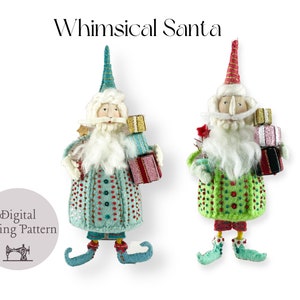 Christmas Embroidery Design Whimsical Santa / Ornament Sewing PDF Pattern / Hand Sewing and Embroidery Tutorial