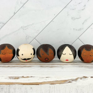 Kit Set of 5 Completed Heads for MmmCrafts Twelve Days of Christmas Ornaments Series using Different Skin Tones