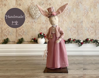 One of a Kind Handmade Bunny Doll / Felicity Handmade Cloth Doll / Spring and Easter Bunny Decoration