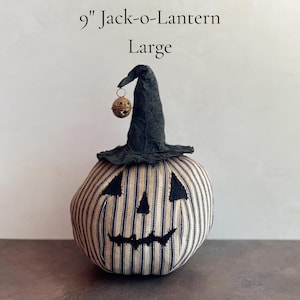 Handmade Halloween Primitive Pumpkin Jack-o-Lanterns Seasonal Decor Single 9" Large Jack-o-Lantern